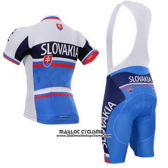 2013 Maillot Ciclismo Slovaquie Blanc et Bleu Manches Courtes et Cuissard